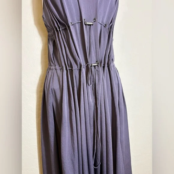 Lanvin Ete 2006 Y2K VTG 100% Silk Deep Lavender double drawstring waist dress 38 - Picture 3 of 12